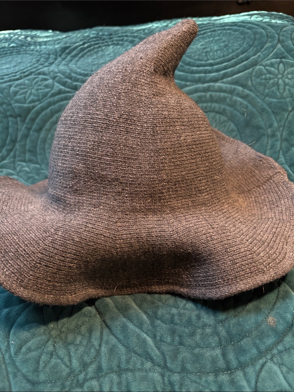 Pointed Knit Witch Hat in Charcoal Gray - Picture 2 of 7